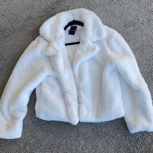 White faux fur jacket